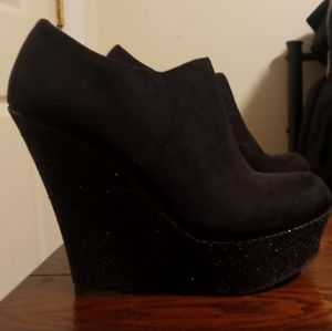 Black wedge  booties